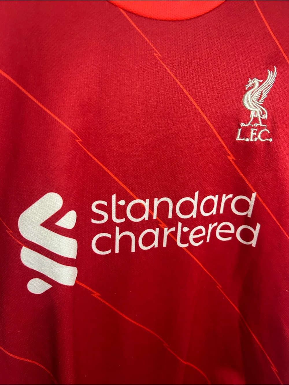 Liverpool FC Red Standard Chartered Soccer Jersey M. Salah #11 Size 28 Youth - Picture 3 of 7